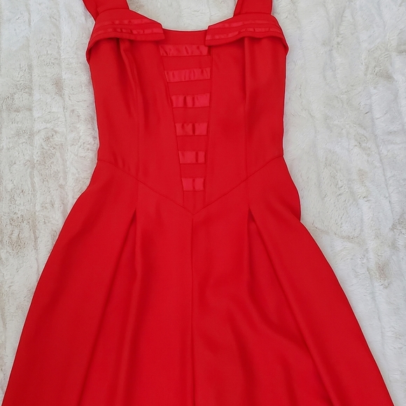 Vintage 1980s Wide Leg Red Jumpsuit - Picture 6 of 10